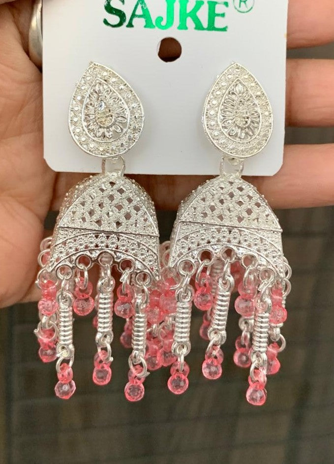 Blue Beaded Jhumka