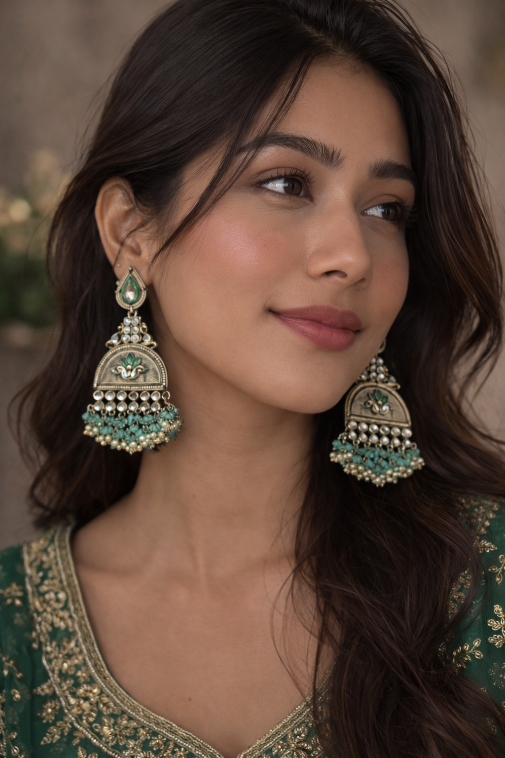 Lotus Motif Statement Earrings