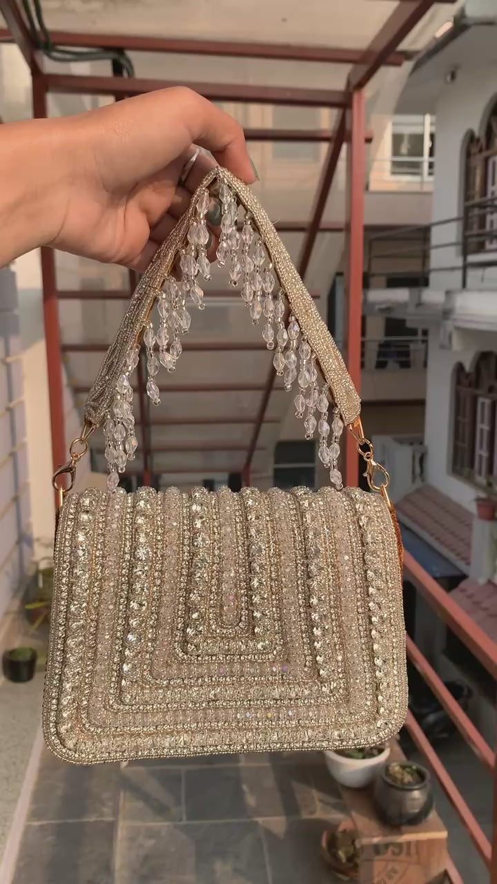 Blush Crystal Glam Shoulder Bag