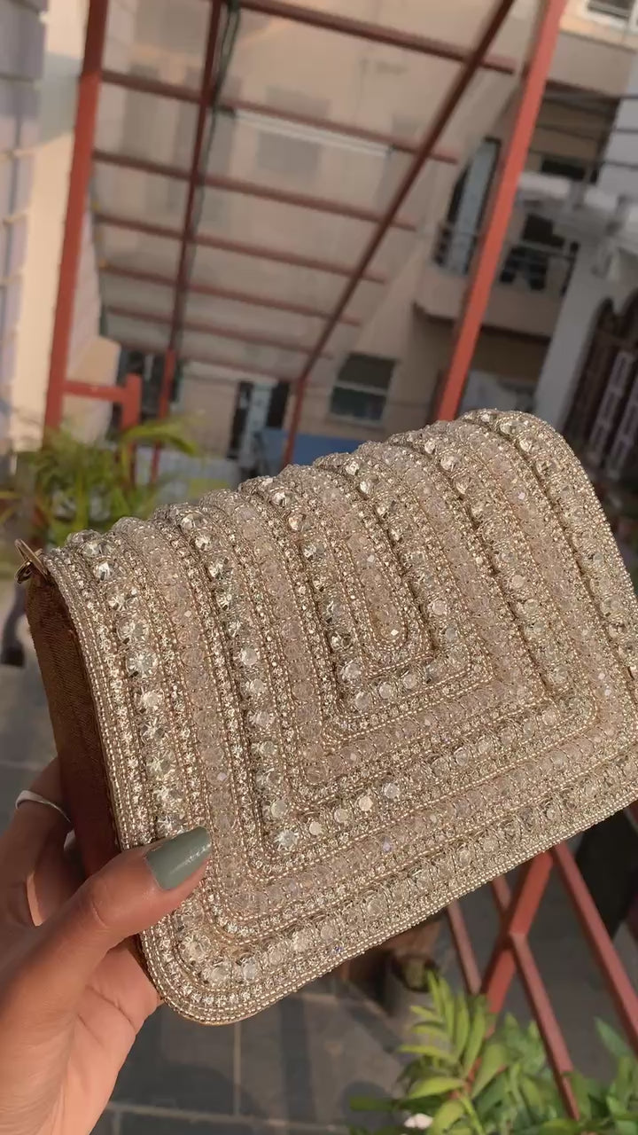 Blush Crystal Glam Shoulder Bag