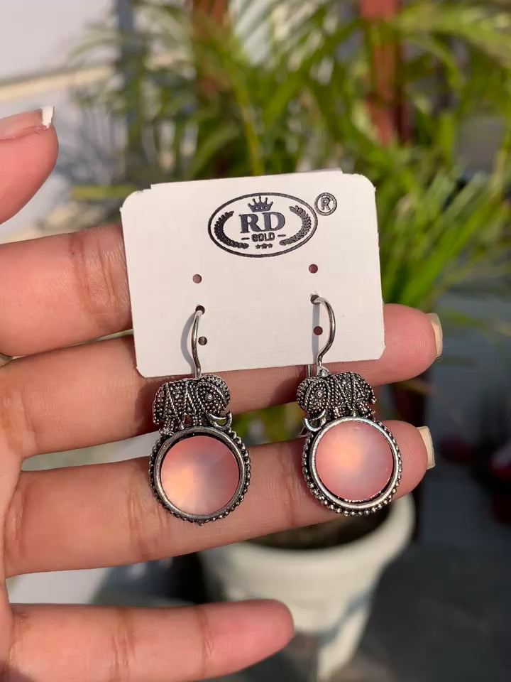 Elephant Charm Drop Earrings