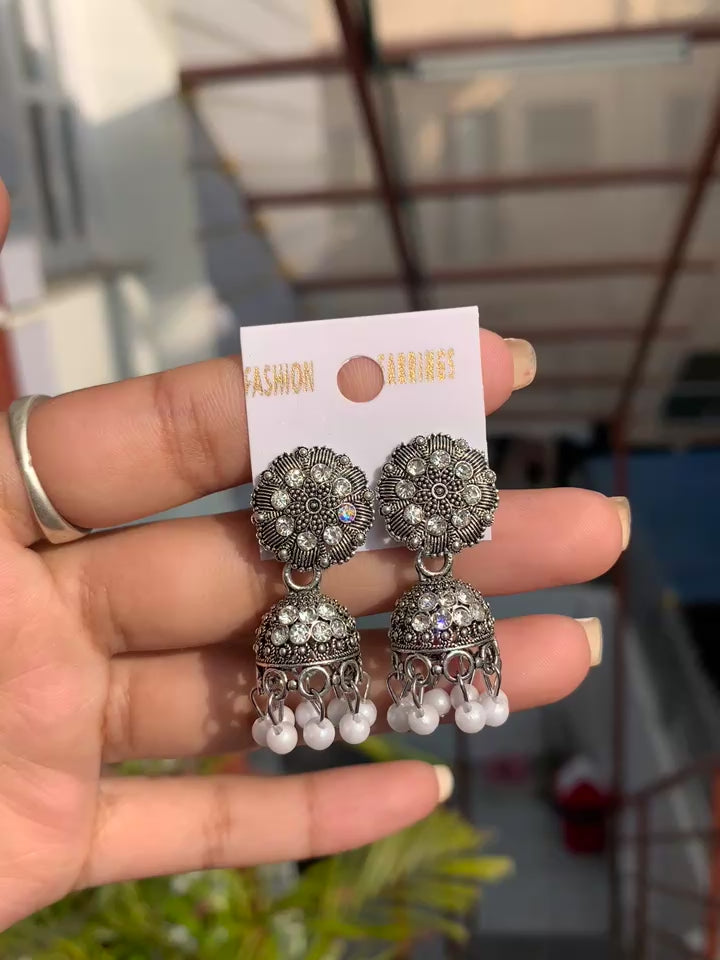 Floral Oxidized Jhumka