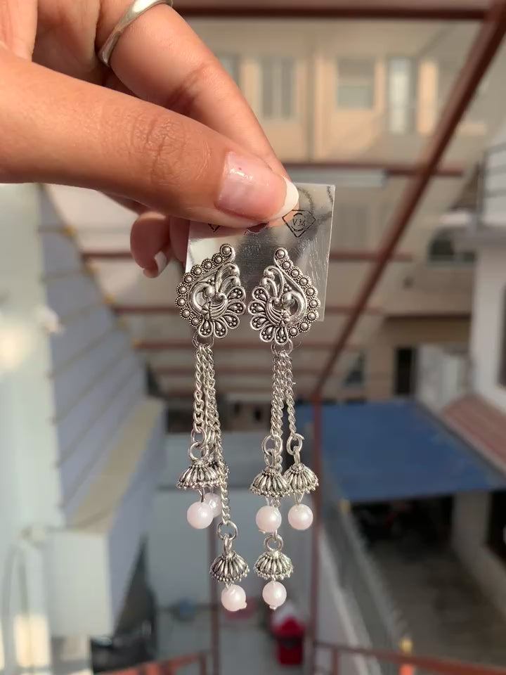 Peacock Chain Tassel Earrings