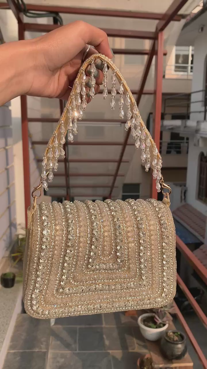 Blush Crystal Glam Shoulder Bag