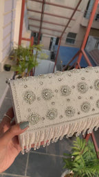 Ivory Pearl Swirl Fringe Bag