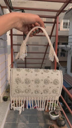 Ivory Pearl Swirl Fringe Bag