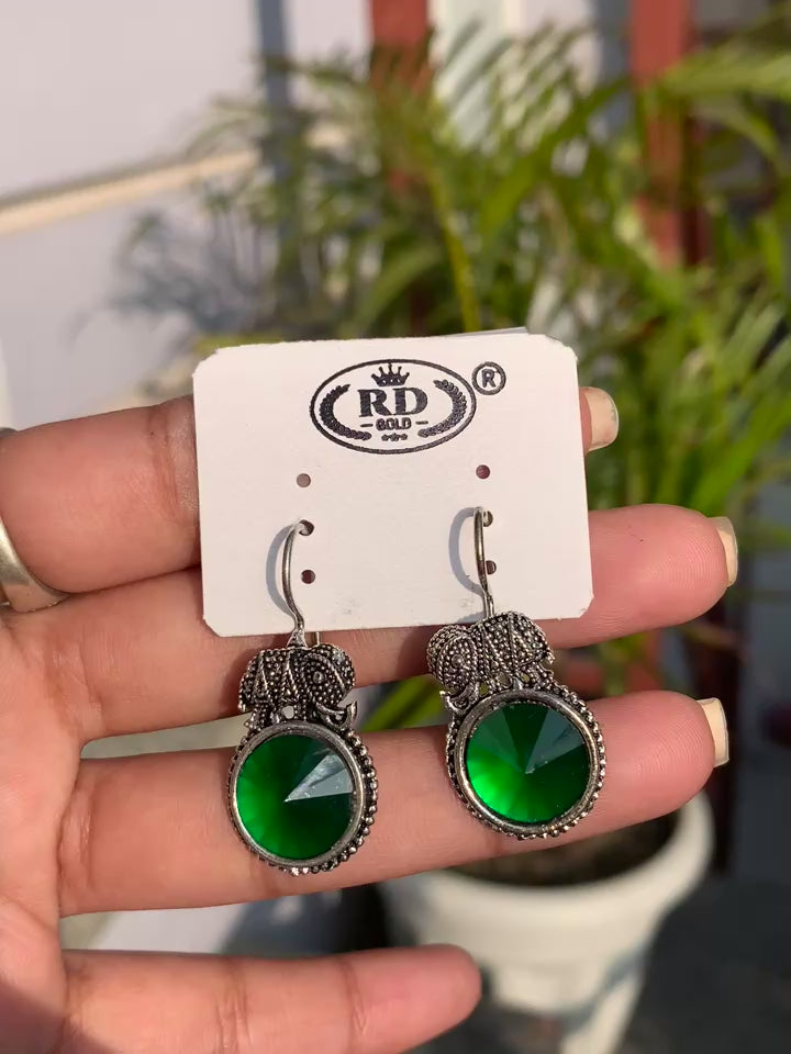 Elephant Charm Drop Earrings