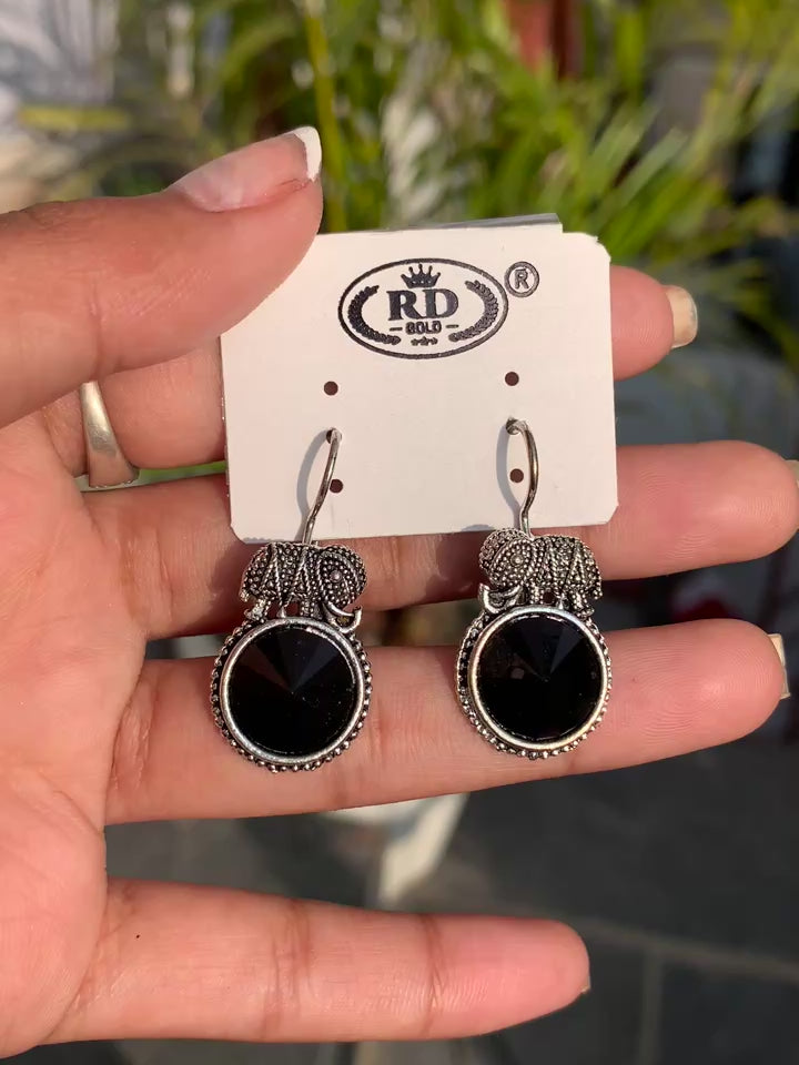 Elephant Charm Drop Earrings