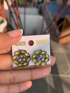Floral Stone Stud Earrings