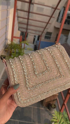 Blush Crystal Glam Shoulder Bag