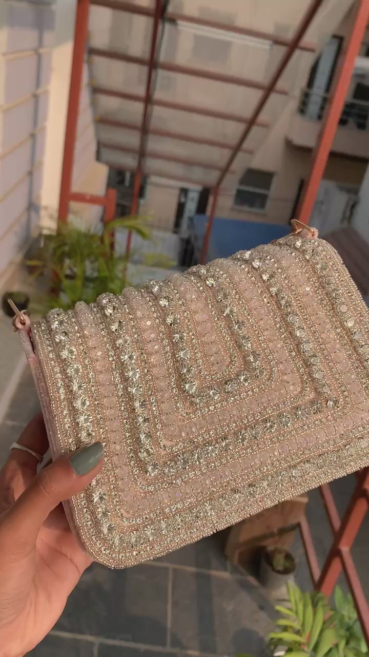 Blush Crystal Glam Shoulder Bag