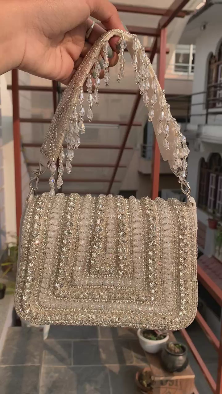 Blush Crystal Glam Shoulder Bag