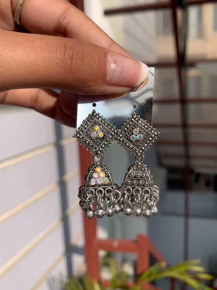 Antique Square Stud Jhumka