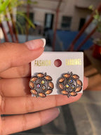 Floral Stone Stud Earrings