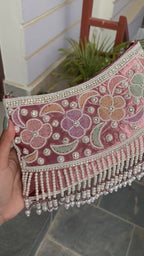 Pastel Floral Pearl Fringe Bag