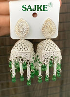 Blue Beaded Jhumka